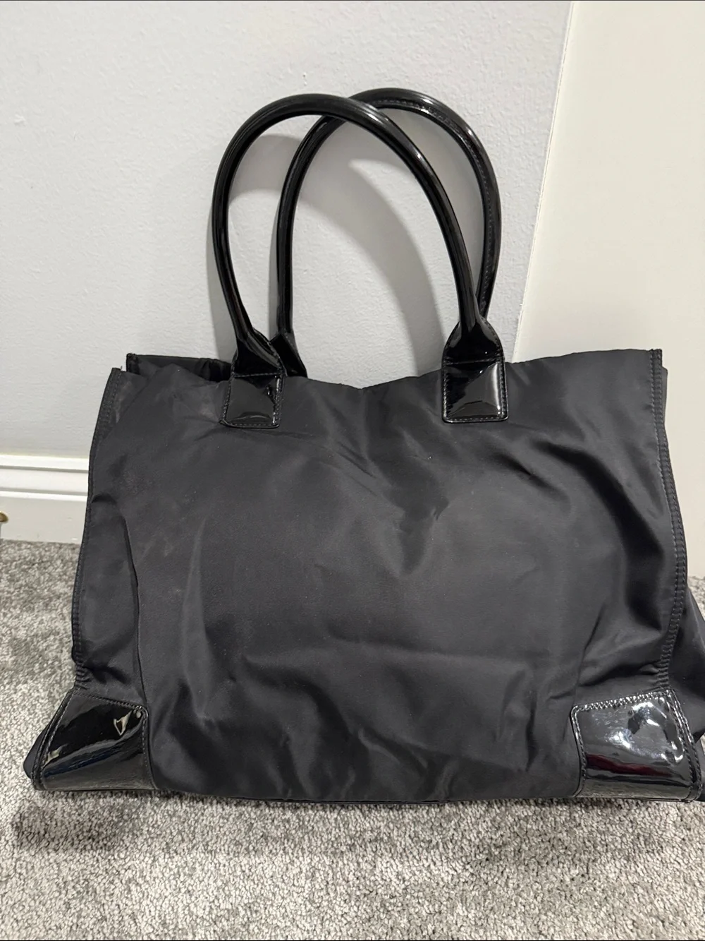 Tory Burch Black Nylon Logo Tote
